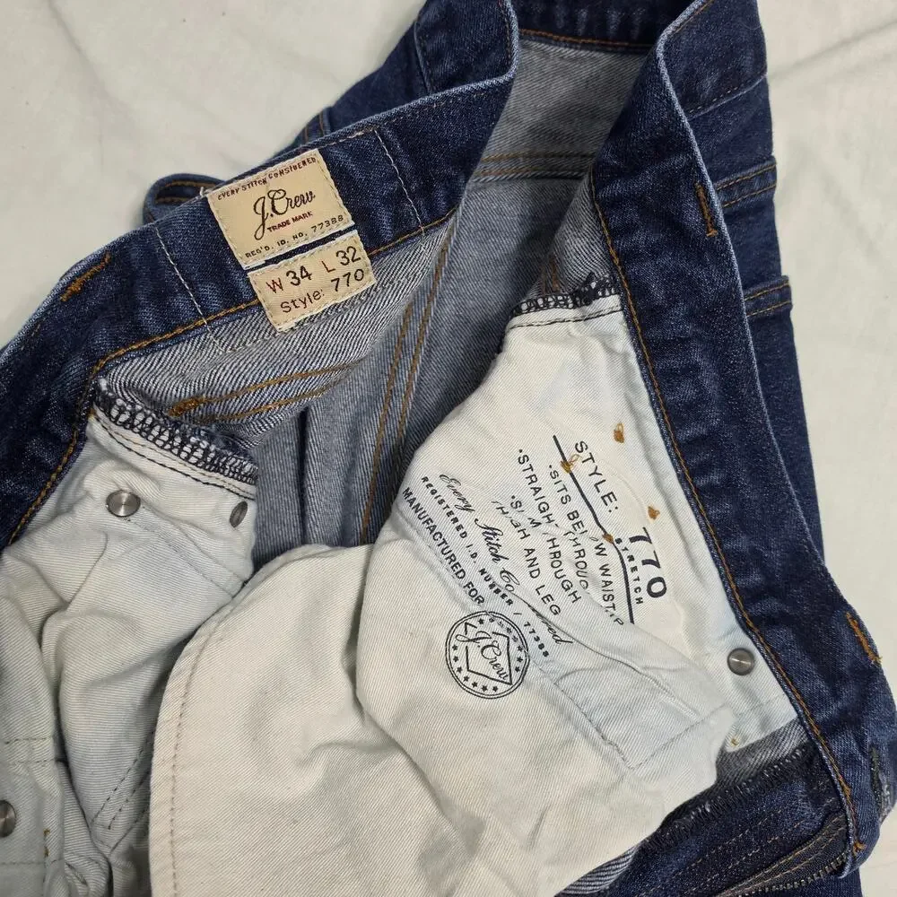 J.Crew 770 Straight Fit Jeans Men’s 34x32 Dark Wash Stretch Denim Blue